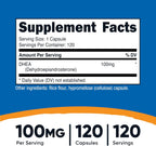 Nutricost DHEA 100 mg, 120 Cápsulas - Sin Gluten, Sin Soja, No OGM
