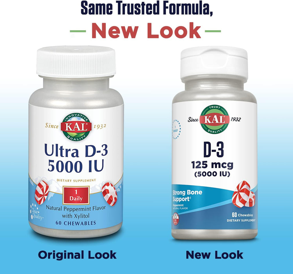 KAL Vitamina D3 Masticable 5000 UI (125 mcg) 60 Comprimidos