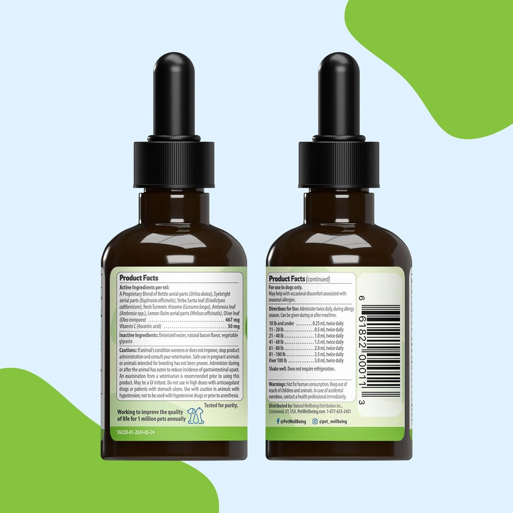 Pet Wellbeing Sneeze Ease for Dogs - Occasional Sneezing and Seasonal Allergy Relief - Vet-Formulated Herbal Supplement 2 oz (59 ml)
