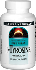 Source Naturals L-Tyrosine 500mg Free Form Amino Acid - 100 Tablets (Pack de 3)
