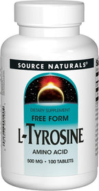 Source Naturals L-Tyrosine 500mg Free Form Amino Acid - 100 Tablets (Pack de 3)