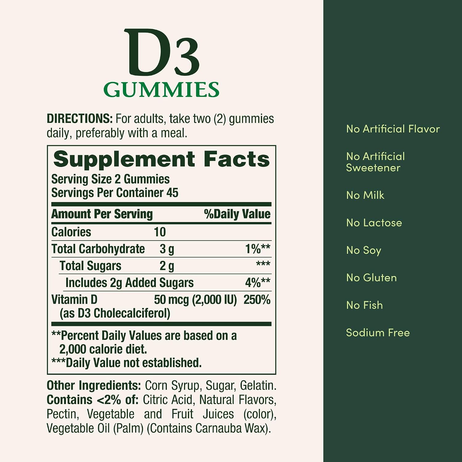 Nature's Bounty Vitamin D3 Gummies, 2000 IU (50 mcg), Mixed Fruit Flavor, 90 Gummies