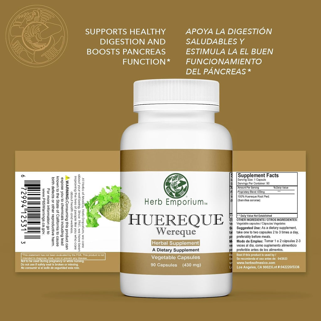 Huereque (Wereke, Ibervillea sonorae) 180 Cápsulas de 950 mg - 2 Envases