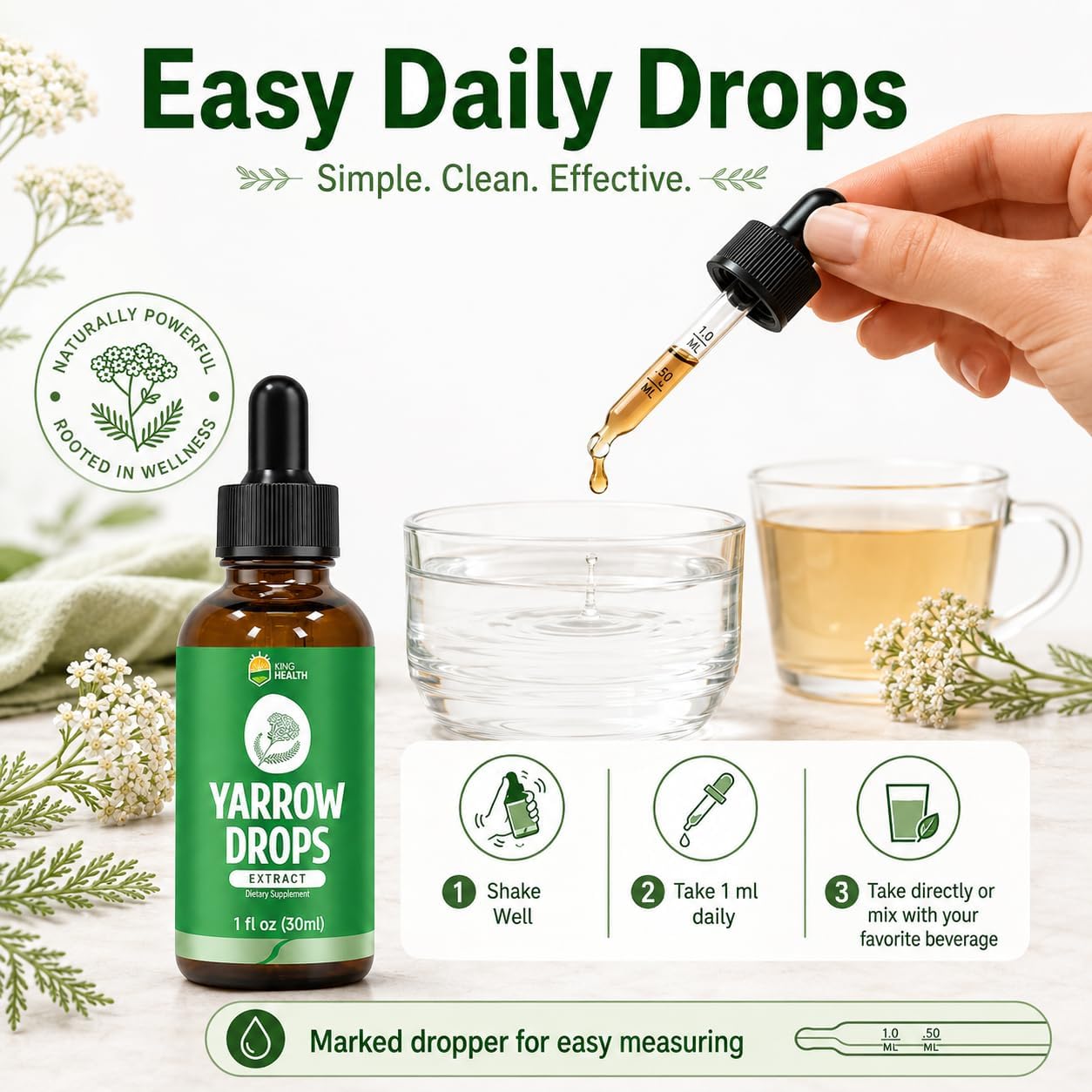 Tintura de Milenrama Orgánica - Extracto Líquido Sin Alcohol para Mujeres - 30 ml