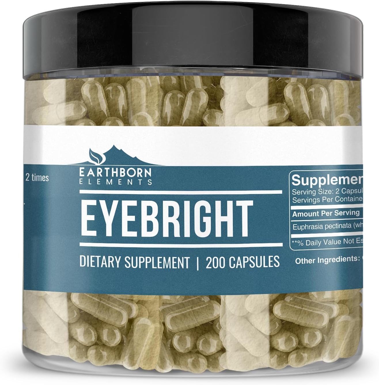 Earthborn Elements Eyebright 200 Cápsulas, Puro y Sin Diluir, Sin Aditivos