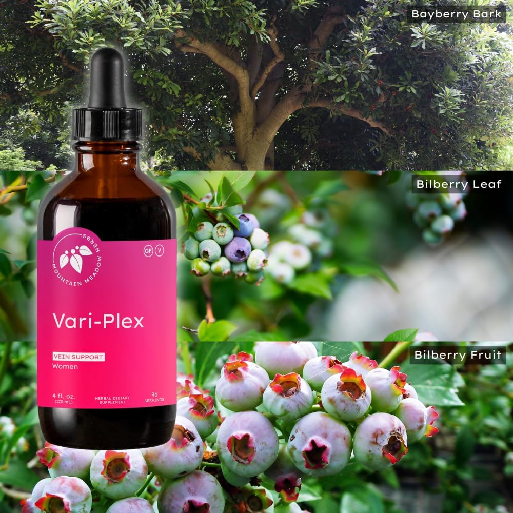 Vari-Plex de Mountain Meadow Herbs - Apoyo natural para venas y circulación, extracto líquido de bilberry (118 ml)