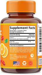 Nature's Peak Vitamina C 1000 mg con Rosa Mosqueta - 120 Comprimidos Masticables Sabor Naranja - Sin Azúcar