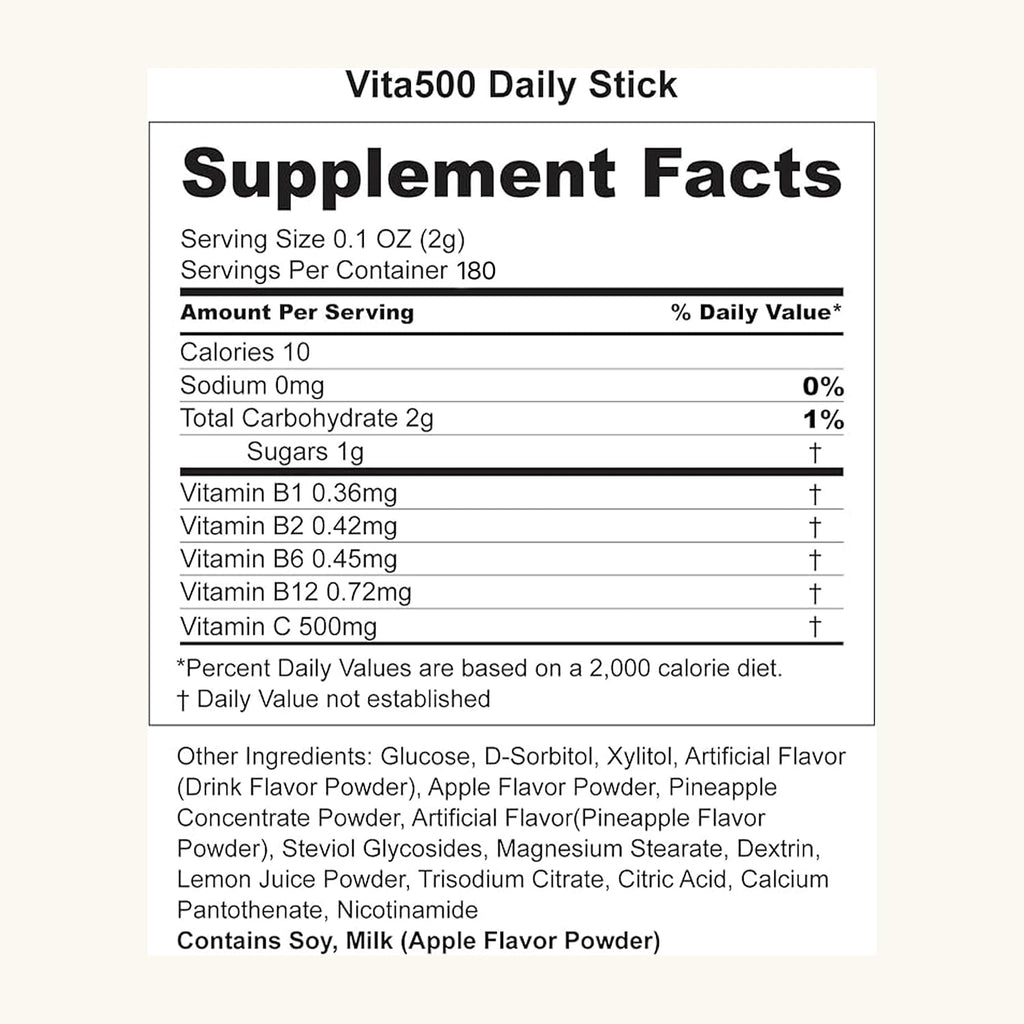 KWANGDONG Vita500 Multivitamínico en Polvo - Vitamina C 500mg + Complejo B - 180 Sticks (6 Meses)