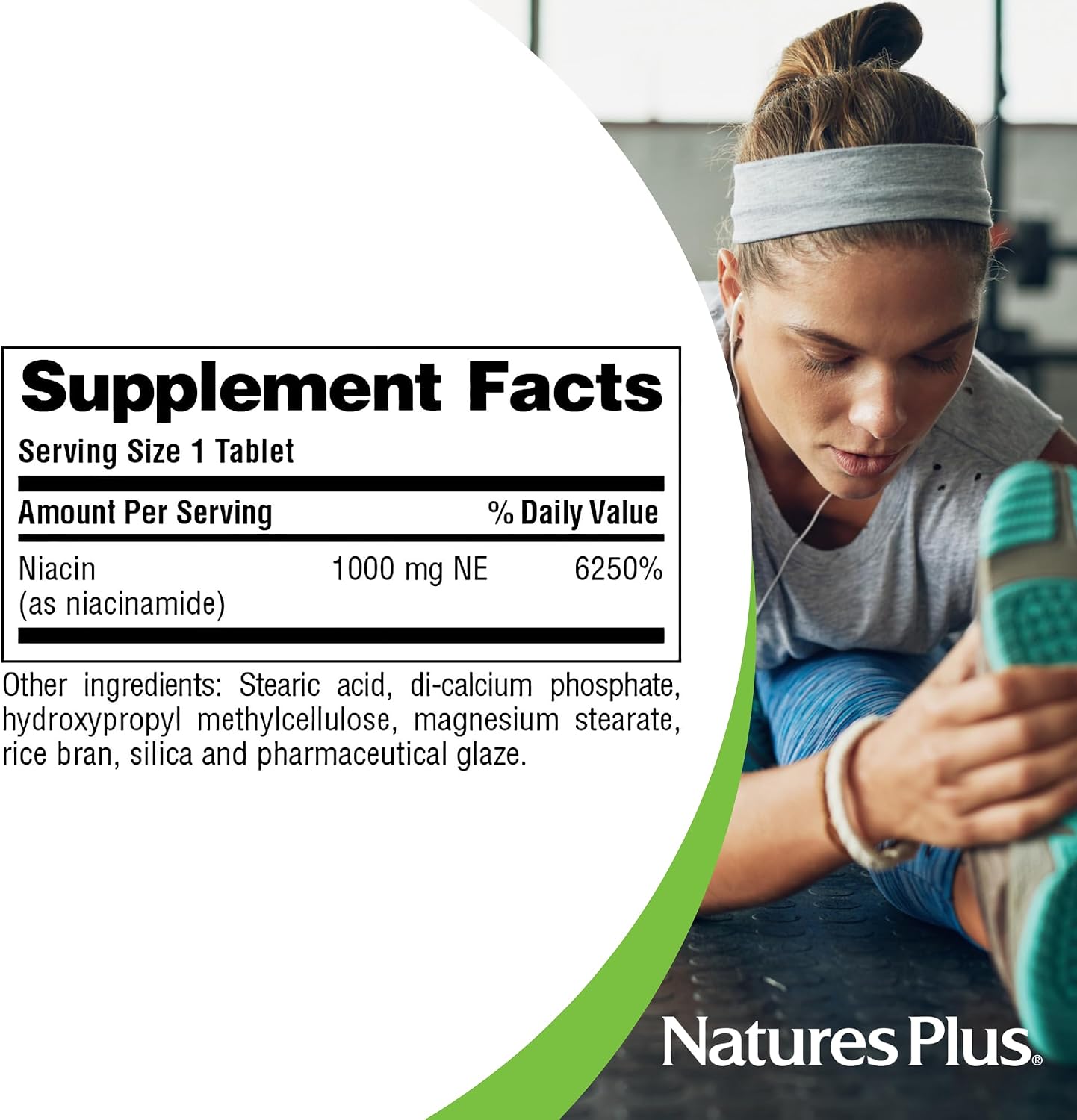 NaturesPlus Niacinamida 1000 mg, Liberación Sostenida - 90 Comprimidos