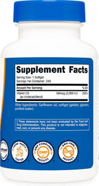 Nutricost Vitamina D3 2000 UI Softgels, 240 Cápsulas Blandas - No GMO y Sin Gluten