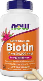 NOW Foods Biotina Extra Strength 10.000 mcg - 200 Cápsulas