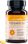 NatureWise Vitamina D3 2000 UI (50 mcg) 90 Cápsulas Blandas - Apoyo Inmunitario, Salud Ósea y Muscular