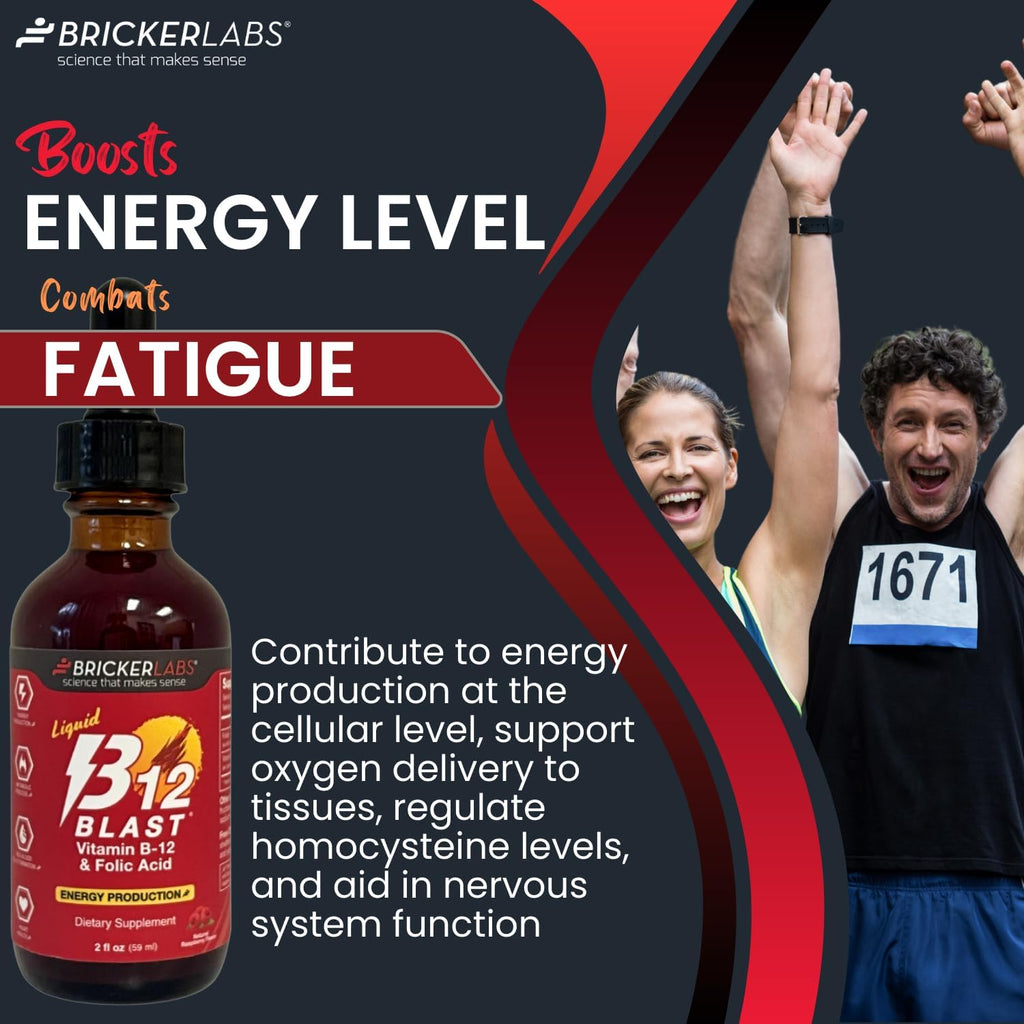 Bricker Labs B-12 Blast Vitamina B12 Líquida con Ácido Fólico, 59 ml