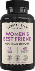 Crystal Star Women's Best Friend (60 Cápsulas) - Suplemento Herbal para el Alivio Menstrual - Dong Quai, Crampbark, Espino Blanco y Frambuesa Roja - No Transgénico