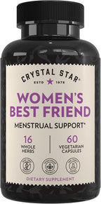 Crystal Star Women's Best Friend (60 Cápsulas) - Suplemento Herbal para el Alivio Menstrual - Dong Quai, Crampbark, Espino Blanco y Frambuesa Roja - No Transgénico