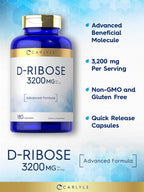 Carlyle Cápsulas de D-Ribosa 3200mg | 180 Cápsulas