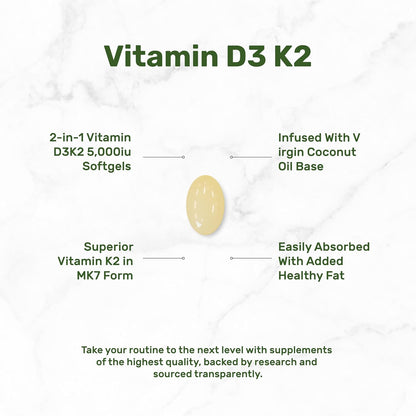 DEAL SUPPLEMENT Vitamina D3 5.000 UI + K2 MK7 100mcg Cápsulas blandas | Complejo 2 en 1 con Aceite de Coco Virgen – Image 3