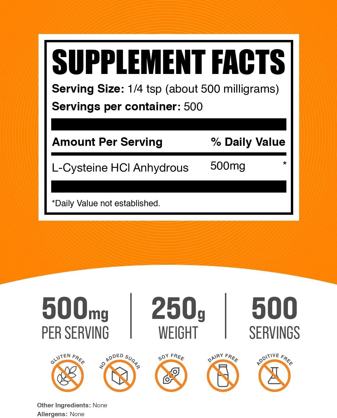 L-Cisteína HCl en Polvo - 250g (8.8 oz) - Suplemento de Aminoácido