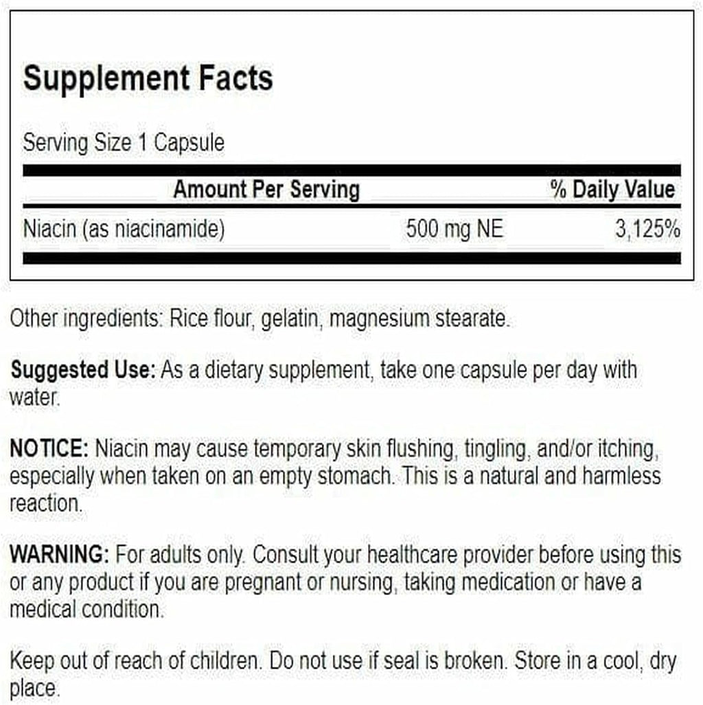 Swanson Niacinamida 500 mg 250 Cápsulas (Pack de 2)