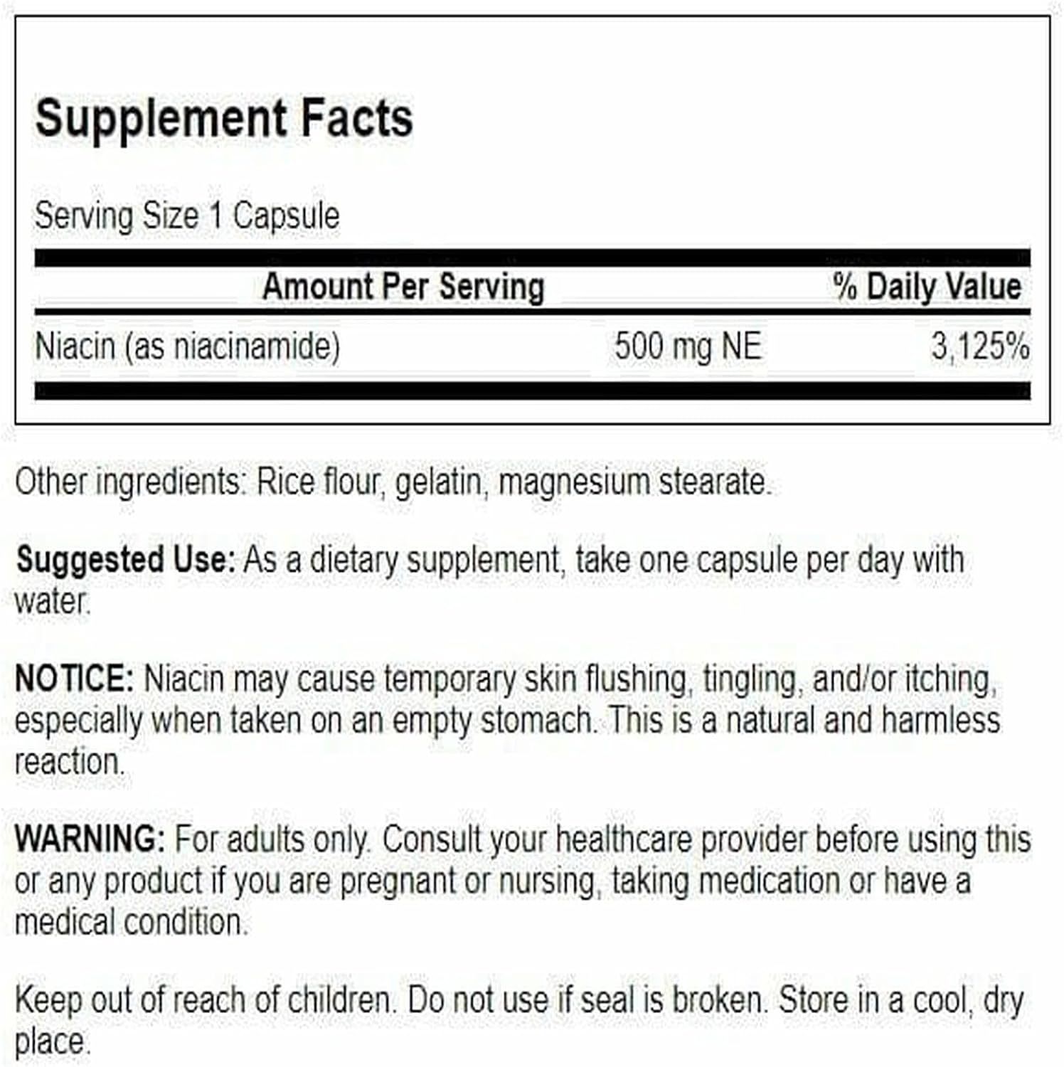 Swanson Niacinamida 500 mg 250 Cápsulas (Pack de 2)