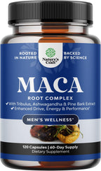 Potent Black Maca Root Cápsulas para Hombres - Complemento Herbal con Ginseng Siberiano, Ashwagandha y Raíz de Maca Negra - 120 Cápsulas