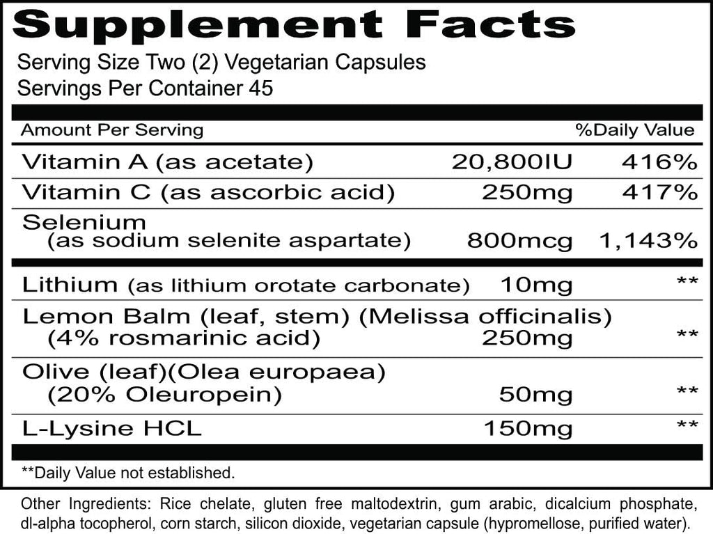 Priority One Vitamins H2PLX – Fórmula especializada de apoyo inmunológico con litio y extracto de melisa, 90 cápsulas vegetarianas
