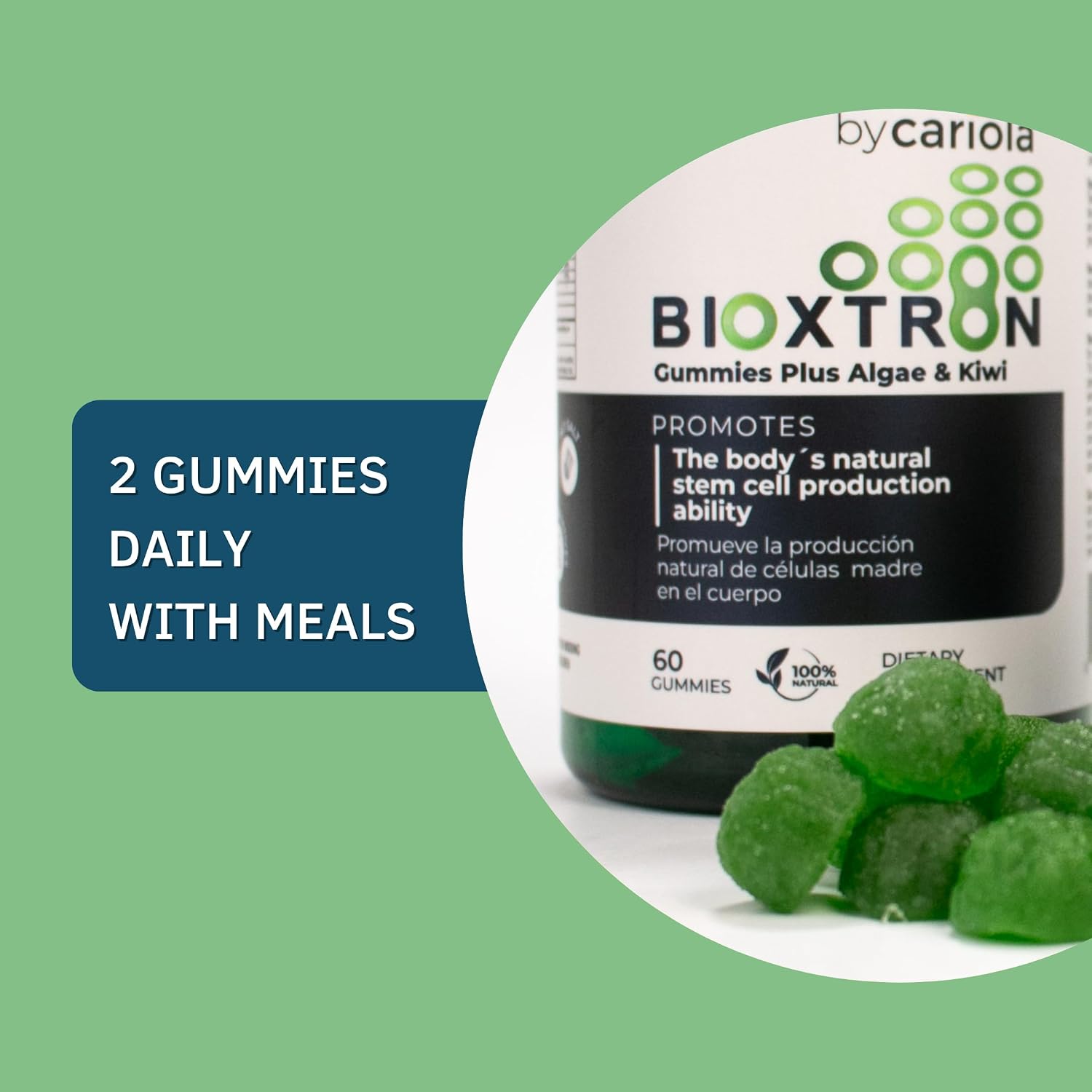 Bioxtron Gomitas de Células Madre - Espirulina, Vitaminas B y Magnesio - 60 Unidades