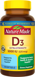 Nature Made Vitamina D3 5000 UI (125 mcg) – 90 Cápsulas Blandas
