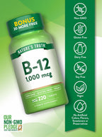 Vitamina B12 1000 mcg – 220 Comprimidos Veganos – Nature's Truth