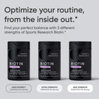 Sports Research Biotin 5000mcg with Organic Coconut Oil - 120 Veggie Capsules