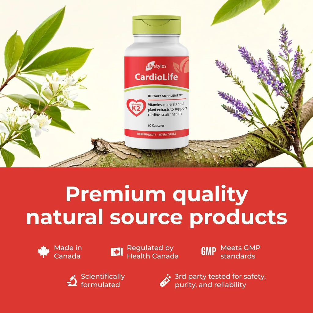 Intra Lifestyles CardioLife Supplement - Apoyo Cardíaco Herbal con Vitamina K2 (MK7), Ácido Fólico, Remolacha, Cayena y Más – 60 Cápsulas