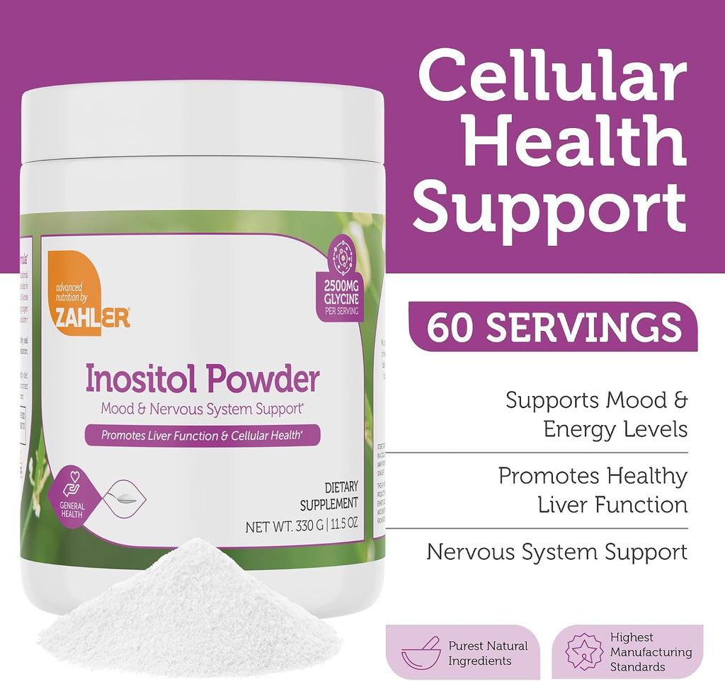 Zahler Inositol en Polvo - Apoyo para una Mentalidad Saludable y el Sistema Nervioso para Mujeres - Inositol y Glicina - Sin Sabor, 326 g