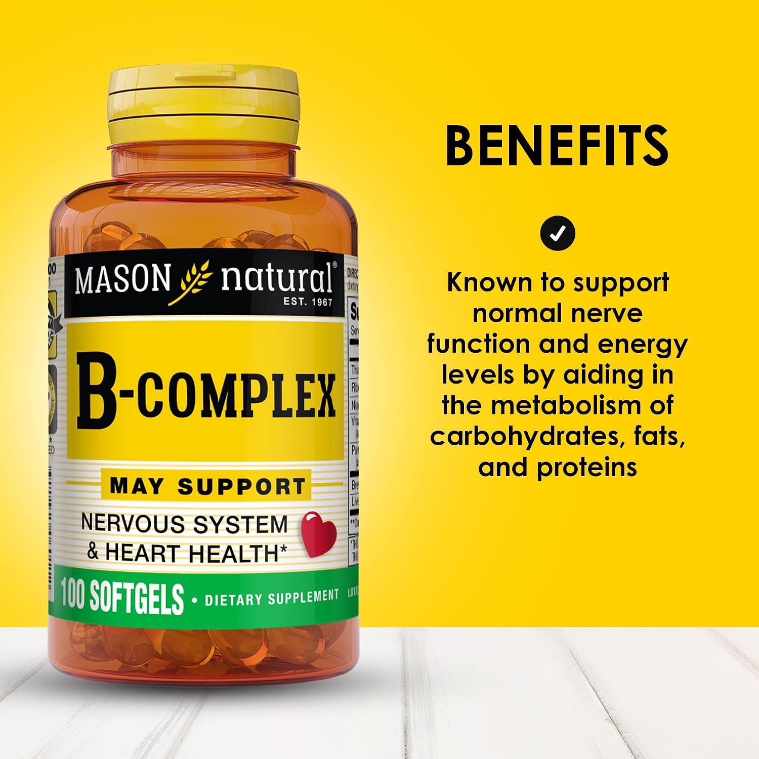 Mason Natural Complejo B, 300 Cápsulas Blandas (3 Envases de 100)