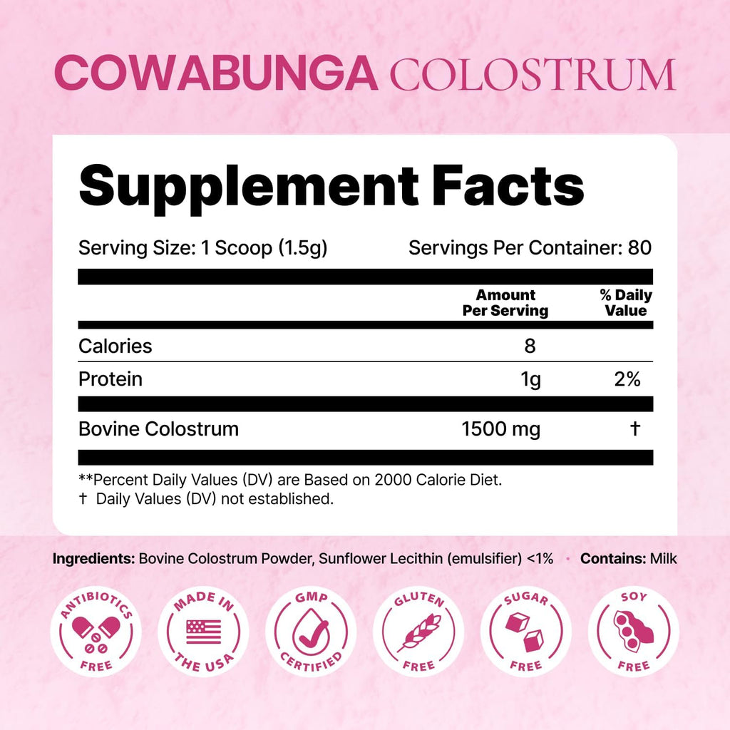 SonoHealth Cowabunga Colostrum - Calostro Bovino Puro en Polvo