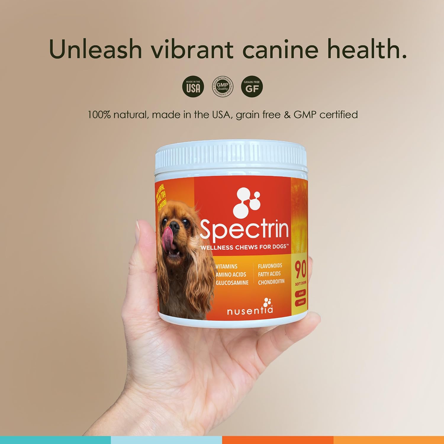 Masticables Multivitamínicos para Perros (90 uds), Glucosamina para Articulaciones, Omega-3 y Vitaminas para Piel, Hígado y Corazón - Spectrin de Nusentia