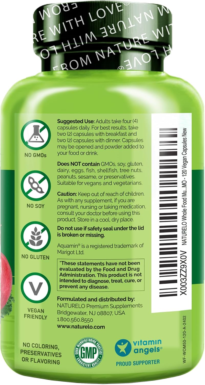 NATURELO Multivitamínico Integral para Mujeres 50+ (Sin Hierro) - 120 Cápsulas Veganas