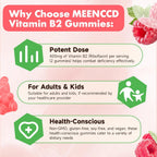 Gominolas de Vitamina B2 (Riboflavina) 400 mg con Magnesio – Sin Azúcar, Veganas, Sabor Frambuesa – 60 Unidades