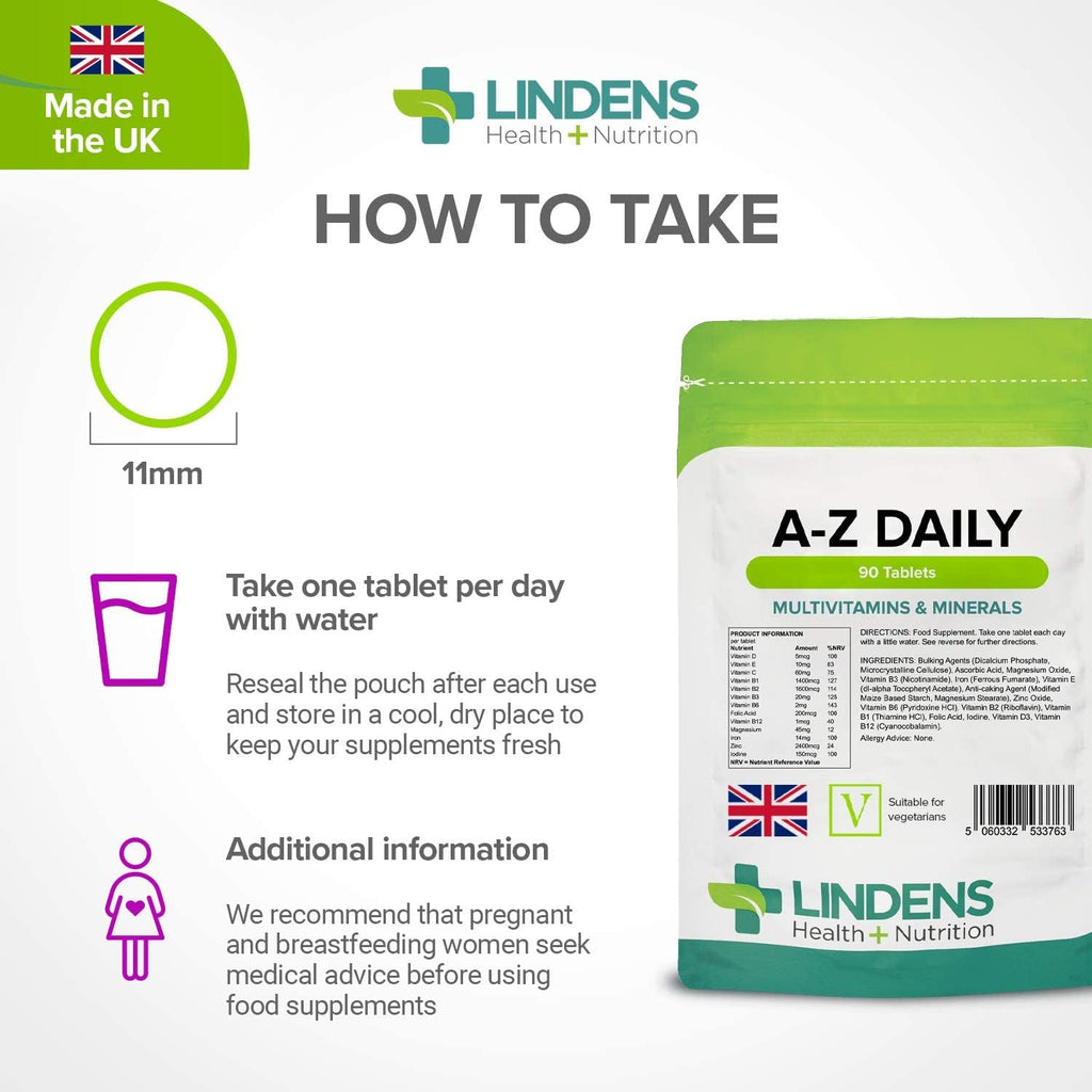 Multivitamínico A-Z Comprimidos diarios 90 Comprimidos de Lindens