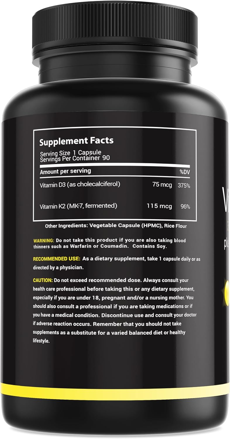 MaxX Labs Vitamina D3 3000 UI + K2 MK-7 | 90 Cápsulas | Suplemento Alimenticio