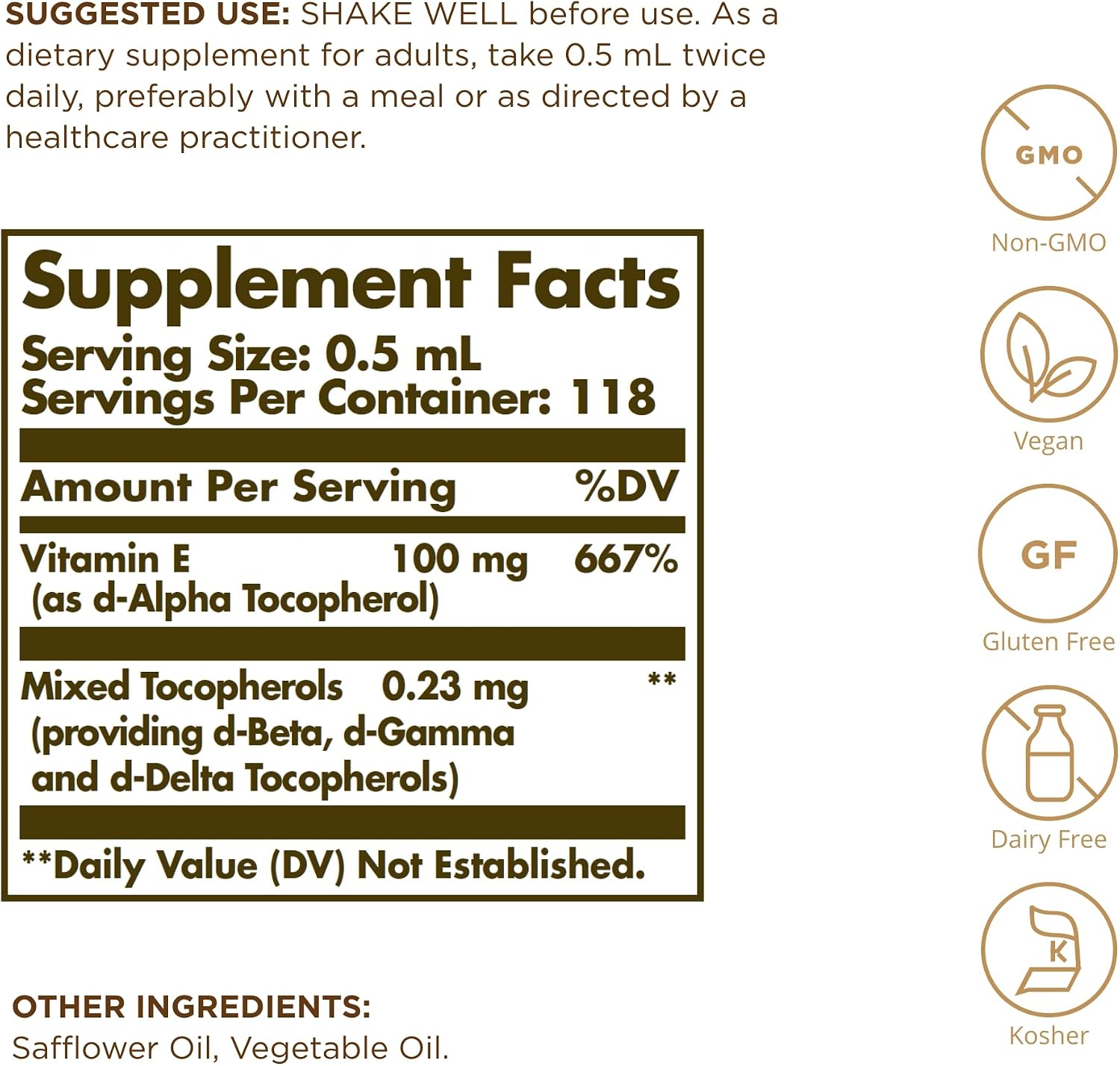 Solgar Vitamina E Líquida Natural con Gotero - 2 fl oz (59 ml)