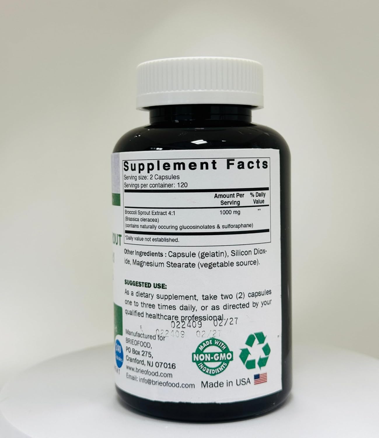 Extracto de Brotes de Brócoli 4:1 - 1000 mg por Porción - 240 Cápsulas