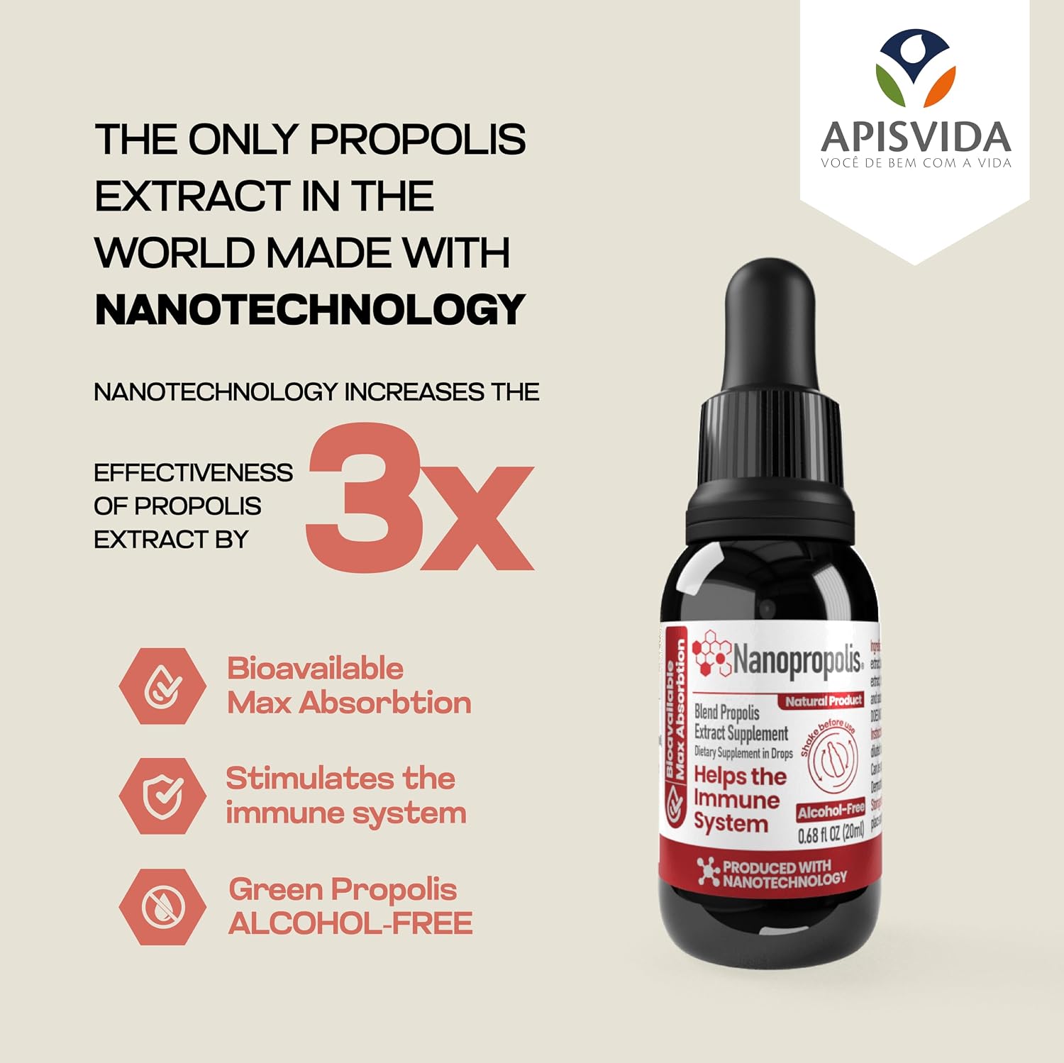 Apis Vida Nanopropolis Extracto de Propóleo Rojo y Verde, 20ml