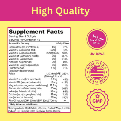 Greenfield Nutritions Vitaminas Prenatales – Ácido fólico (800 mcg): Ayuda a la producción de ADN y al crecimiento – Image 5