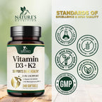 Vitamina D3 4000 UI + K2 (MK-7) 100 mcg - Suplemento 2 en 1 para Huesos, Corazón e Inmunidad - 240 Cápsulas Blandas