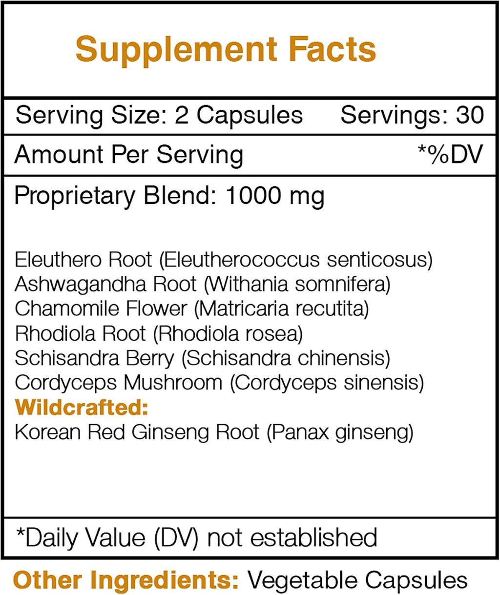 Desert Serenity – Fórmula Adaptógena Anti-Estrés, Mezcla de Suplementos Herbales (60 Cápsulas)