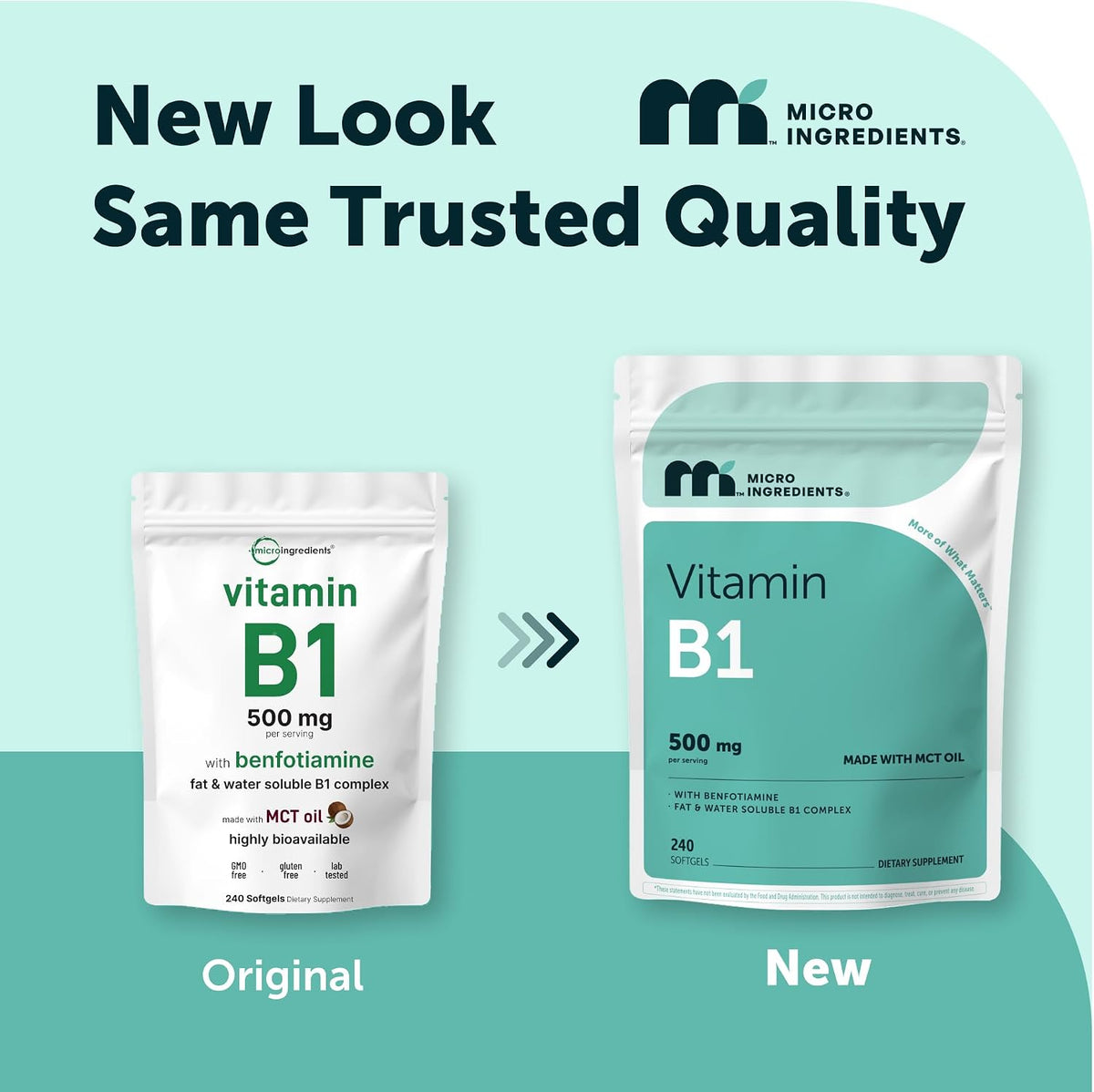 Micro Ingredients Vitamina B1 Tiamina 500mg con Benfotiamina y Aceite MCT, 240 Cápsulas Blandas | Suplemento Altamente – Image 4