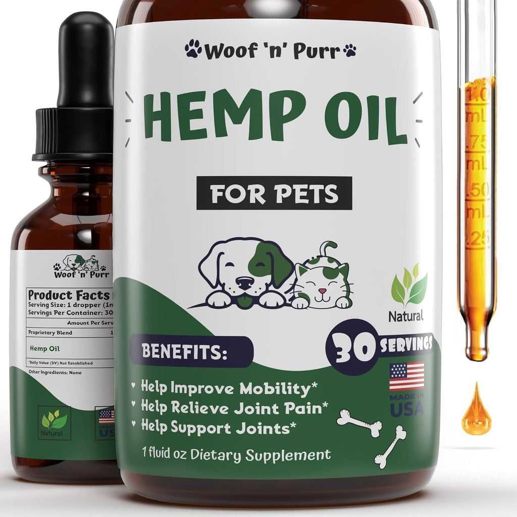 Aceite de Cáñamo para Perros y Gatos - Alivio Natural para la Ansiedad y el Estrés - 30 ml