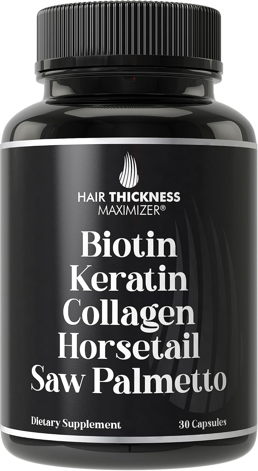 Biotina 5000mcg con Keratina, Colágeno, Cola de Caballo y Saw Palmetto – 5 en 1 para el Cabello