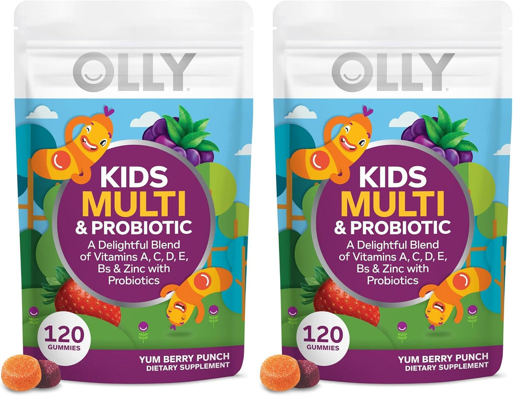 OLLY Kids Multivitamin & Probiotic Gummy - Gomitas multivitamínicas con probióticos, Sabor Berry, 120 unidades