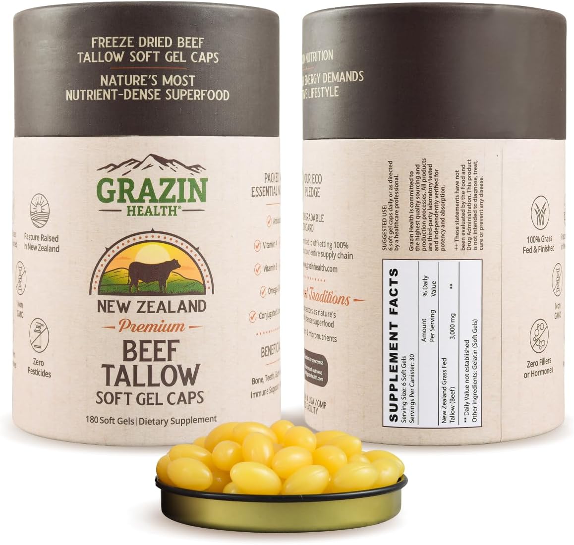 Grass Fed Bovine Spleen Capsules 3000 mg - Suplemento de Bazo de Bovino
